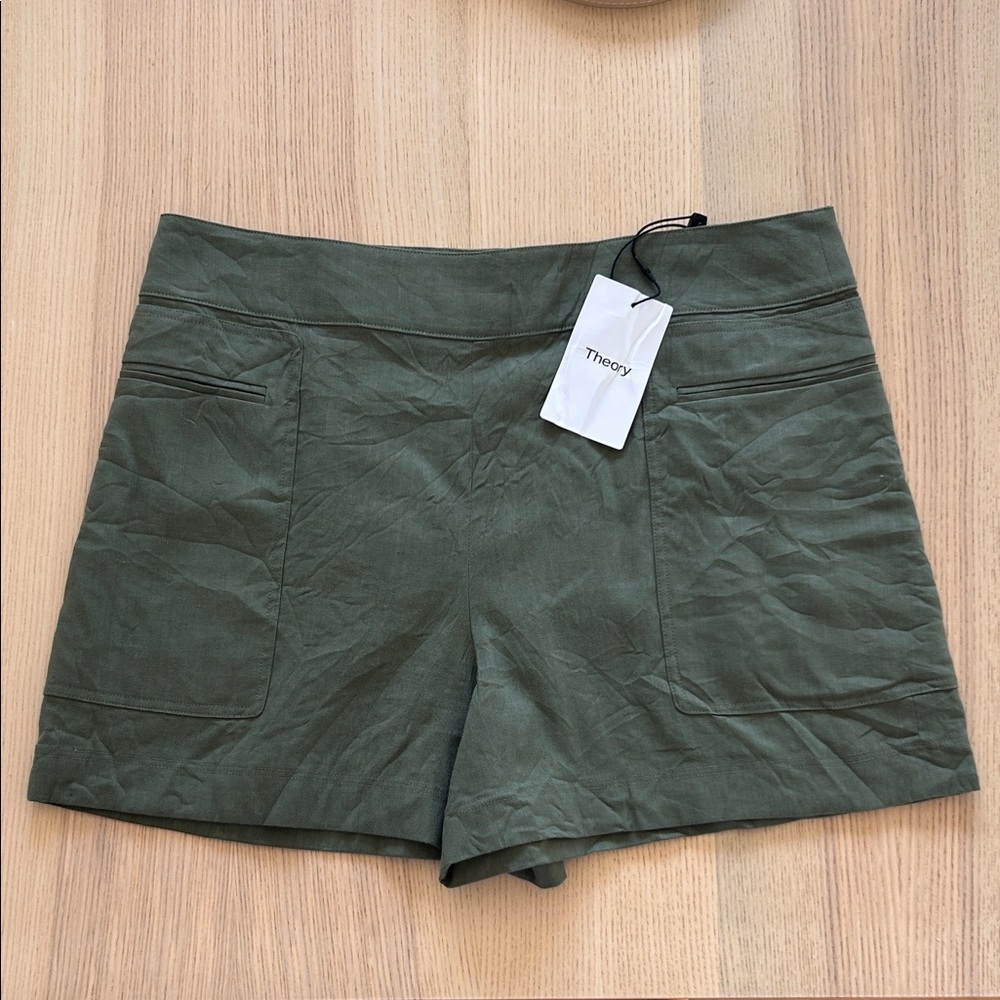 THEORY Mini Linen Utility Short